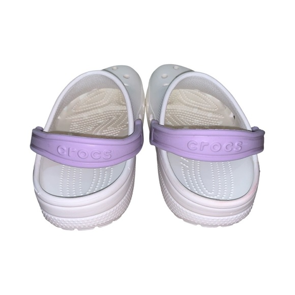 CROCS Lavender Strap Clog Slip on Slides Size M7 W9 White Purple EUC - Picture 3 of 6